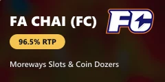 Fa Chai studio card showing 96.5% return rate on slots and arcade fishing