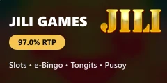 JILI Games studio card showing 97% return rate across slots, bingo, and card games